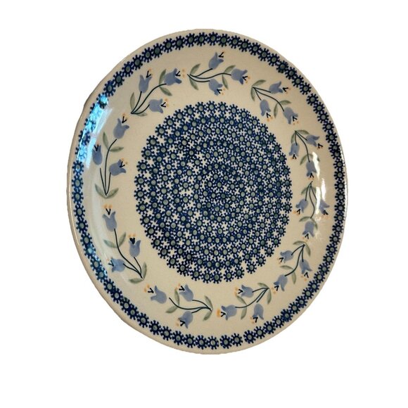 boleslawiec Other - Boleslawiec Polish Art Pottery Dinner Plate 9.5” Polka Dots Staging Blue Floral